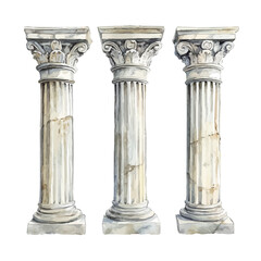 Obraz premium Pillars And Columns, watercolor painting vector, isolated on a white background.