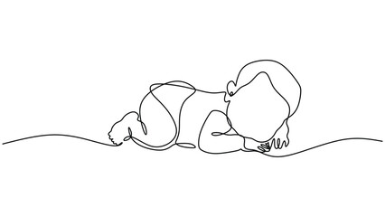 Innocent Sleeping Baby Continuous Line Drawing Icon
