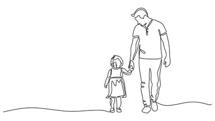 Family Trust Dad and Daughter Continuous Line Drawing