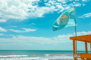 Jellyfish Flag Alerts Beachgoers to Swim With Caution Due to Potential Stings From Marine Creatures in the Sea