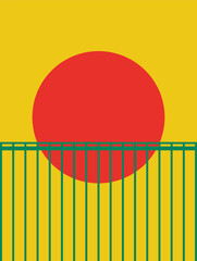 Design wall art japan sun bauhaus bamboo