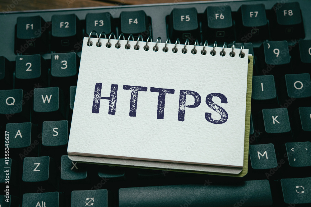 Poster there is notebook with the word https. it is an abbreviation for hypertext transfer protocol secure 