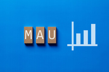 There is wood block with the word MAU. It is an abbreviation for  as eye-catching image.