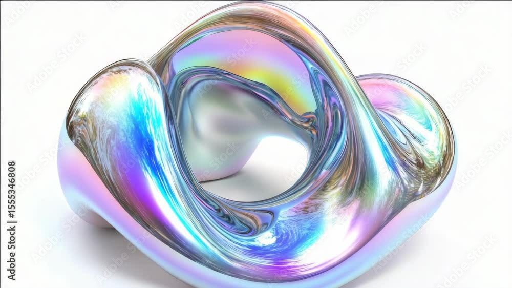 Poster a shiny, colorful object with a hole in the middle. it is a sphere. the sphere is made of a shiny ma