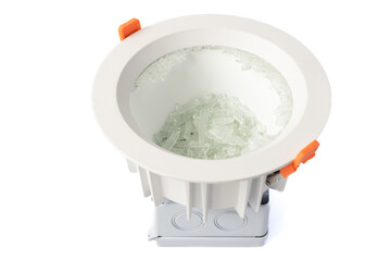 broken recessed downlight on white
