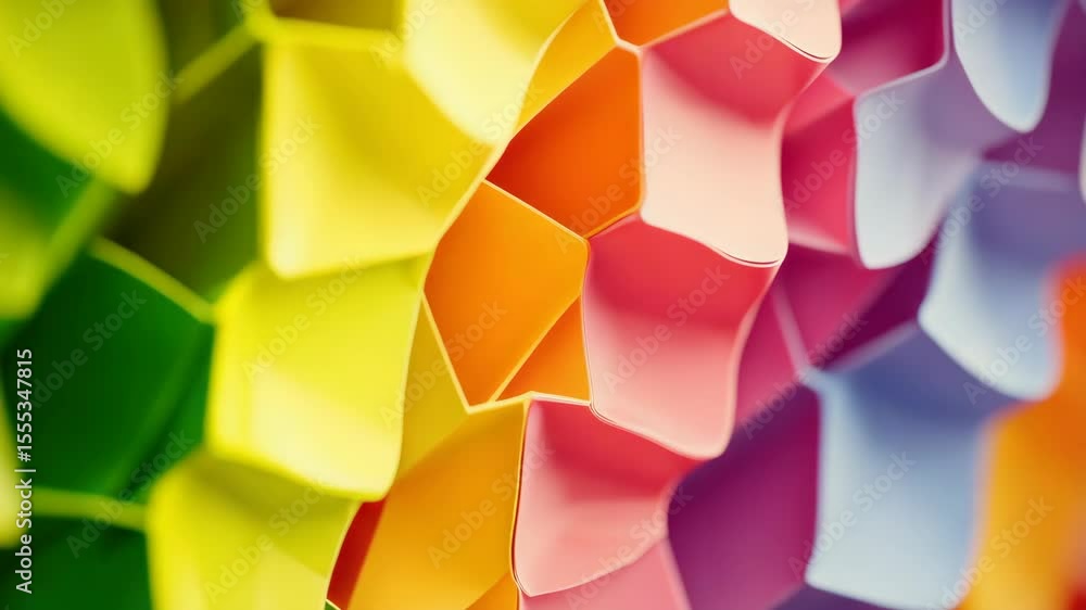Poster handcrafted paper art with vibrant colors and intricate patterns.