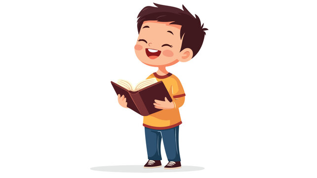 Adorable Asian Child Singing Prayer While Holding Song Book Illustration