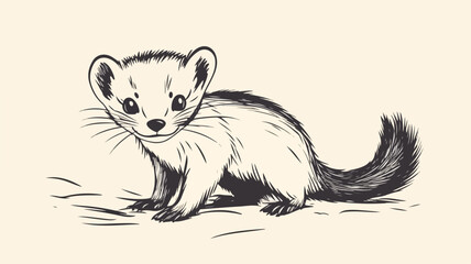 Obraz premium Cute Woodland Animal Funny Fluffy Pet Outline