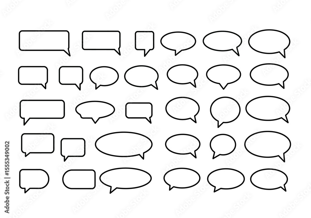Poster a collection of diverse speech bubble outlines arranged in a grid pattern