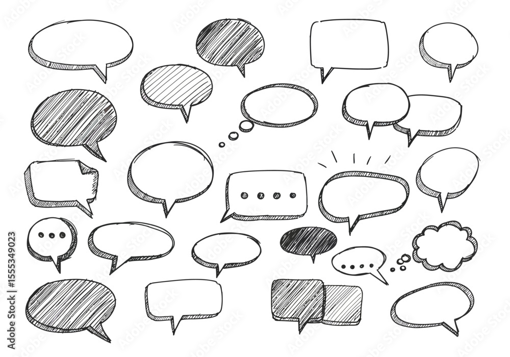 Poster a collection of twentythree handdrawn speech bubbles in various shapes and styles