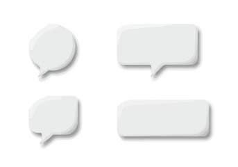 Four speech bubbles are arranged on a plain white background