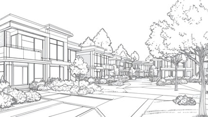 Fototapeta premium Modern Townhouse in City: Suburban Building with Urban Style Architecture