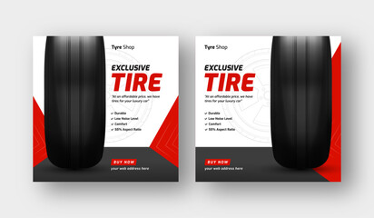 Tire shop social media post web banner template, auto repair shop banner, Tire sale promotion