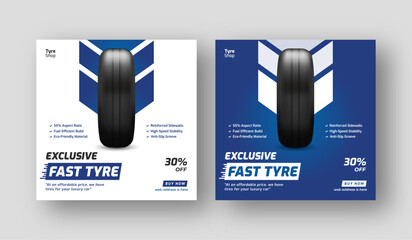 Tire shop social media post web banner template, auto repair shop banner, Tire sale promotion