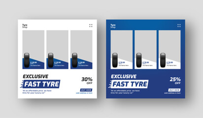 Tire shop catalog social media post web banner template | Auto repair shop banner | Tire product catalog sale promotion