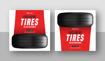 Tire shop social media post web banner template, auto repair shop banner, Tire sale promotion