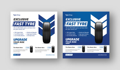 Tire shop social media post web banner template, auto repair shop banner, Tire sale promotion