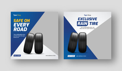 Tire shop social media post web banner template, auto repair shop banner, Tire sale promotion