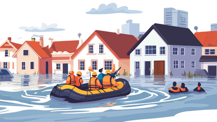 Rescue Team Saving People from Floods: Professional Response and Courageous Efforts