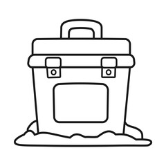 Cooler box – summer picnic and beach ice chest coloring page vector illustration isolated on white background	