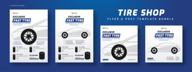 Tire shop catalog flyer bundle template | tire parts product catalog sale promotion web banner and social media post | Auto repair shop banner set