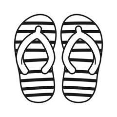 Flip flops - summer beach footwear  coloring page vector illustration isolated on white background	