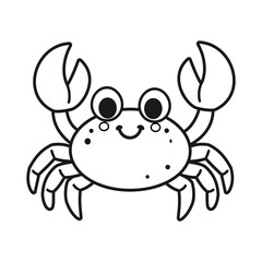Cute crab adorable sea animal coloring page vector Illustration isolated on white background	