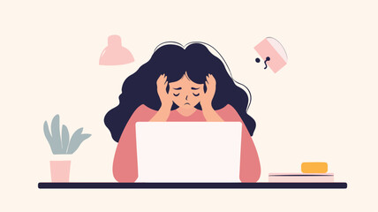 Upset Character in Despair: Emotional Illustration Depicting Sadness and Depression