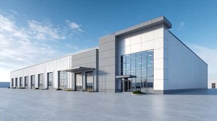 Obraz premium Modern Industrial Building Exterior with Loading Docks