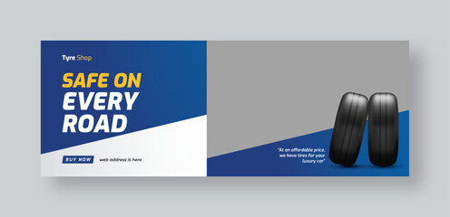 Tire shop social media facebook cover web banner template | Auto repair shop banner | Car tire parts sale promotion or service advertising template
