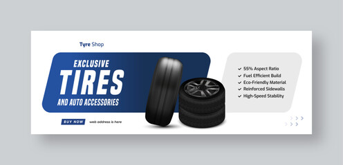 Tire shop social media facebook cover web banner template | Auto repair shop banner | Car tire parts sale promotion or service advertising template