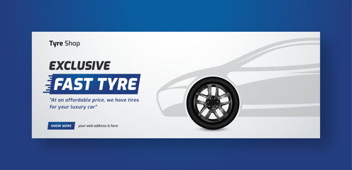 Tire shop social media facebook cover web banner template | Auto repair shop banner | Car tire parts sale promotion or service advertising template