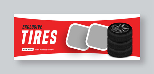 Tire shop social media facebook cover web banner template | Auto repair shop banner | Car tire parts sale promotion or service advertising template