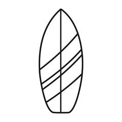 Surfboard beach surf vector illustration coloring page isolated on white background	