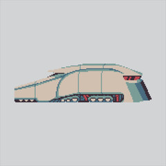 Pixel art illustration Futuristic Train. Pixelated Cyberpunk Train. Futuristic Cyberpunk Train Locomotive Icon pixelated for the pixel art game and icon for website and video game. old school retro.