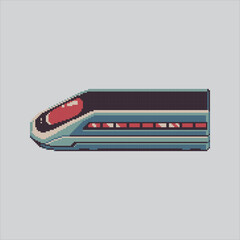 Pixel art illustration Futuristic Train. Pixelated Cyberpunk Train. Futuristic Cyberpunk Train Locomotive Icon pixelated for the pixel art game and icon for website and video game. old school retro.