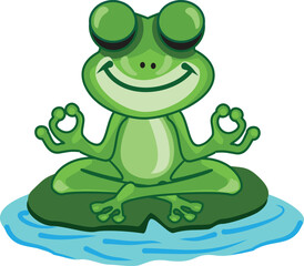 green frog cartoon use yoga