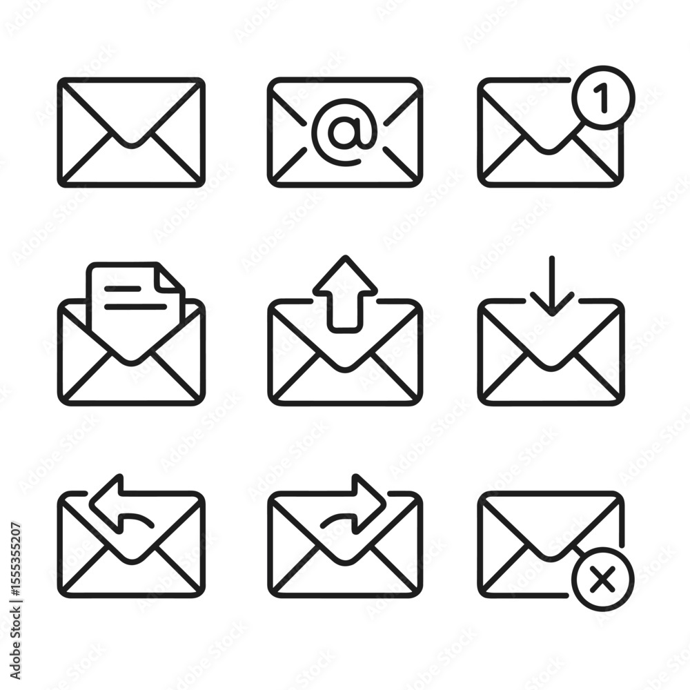Poster simple email icon set vector set. outline symbols. line design