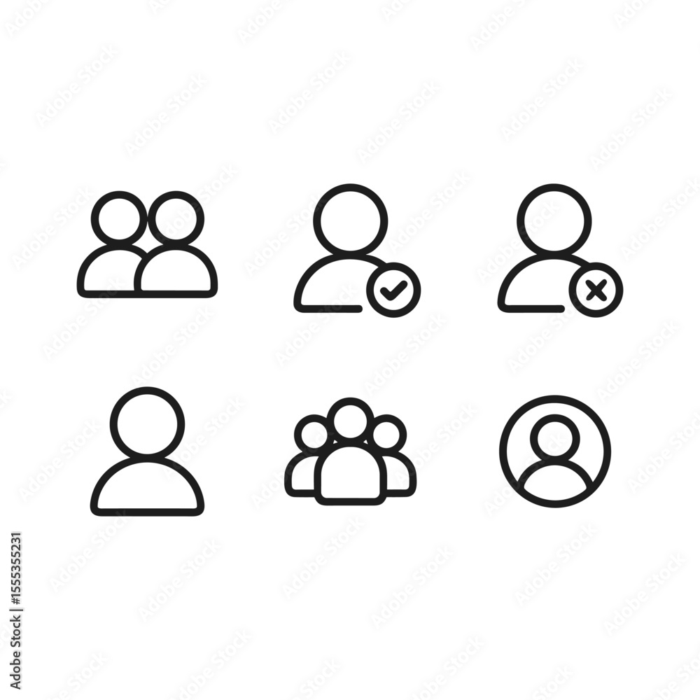 Poster profile account icons simple set. outline symbols. line design