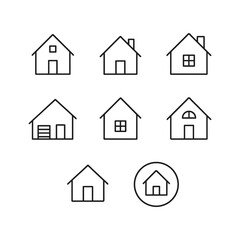 Simple home icons vector set collection. Outline symbols. Line design