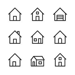 Home icon set simple vector design. Outline symbols. Line design