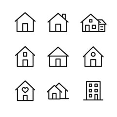 Fototapeta premium Premium home icons collection simple design. Outline symbols. Line design