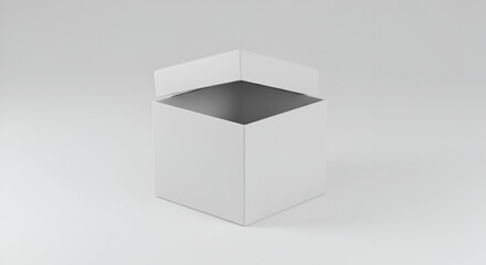 Elegant white box slightly opened, revealing a soft grey interior for product display