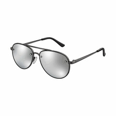 Rimless Gunmetal Aviator with Silver Mirror Lenses Sunglasses