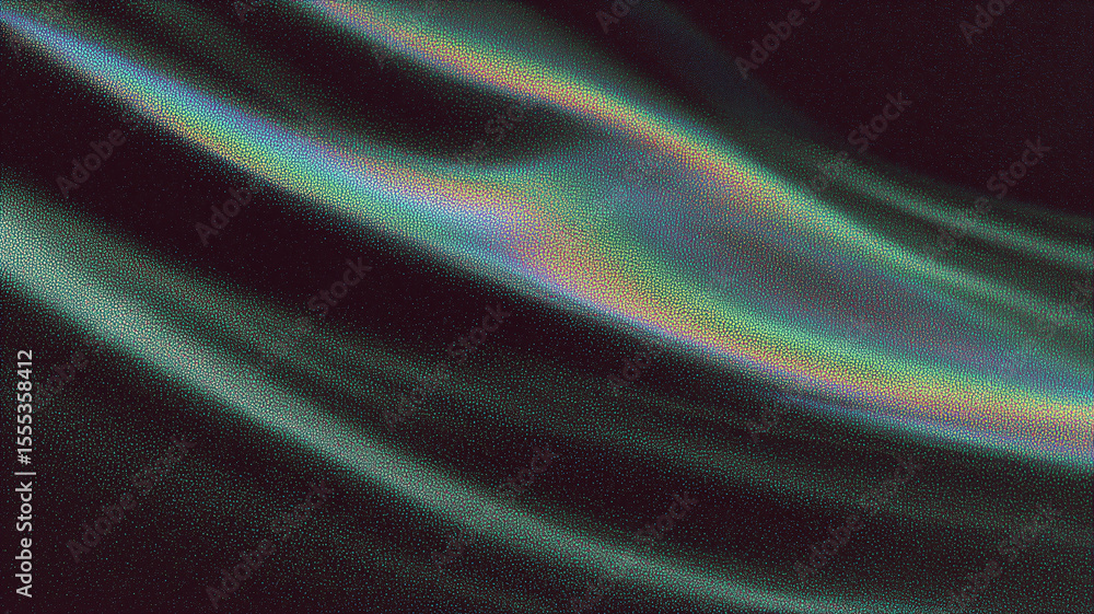 Poster abstract dark green background with iridescent light effect creating smooth waves