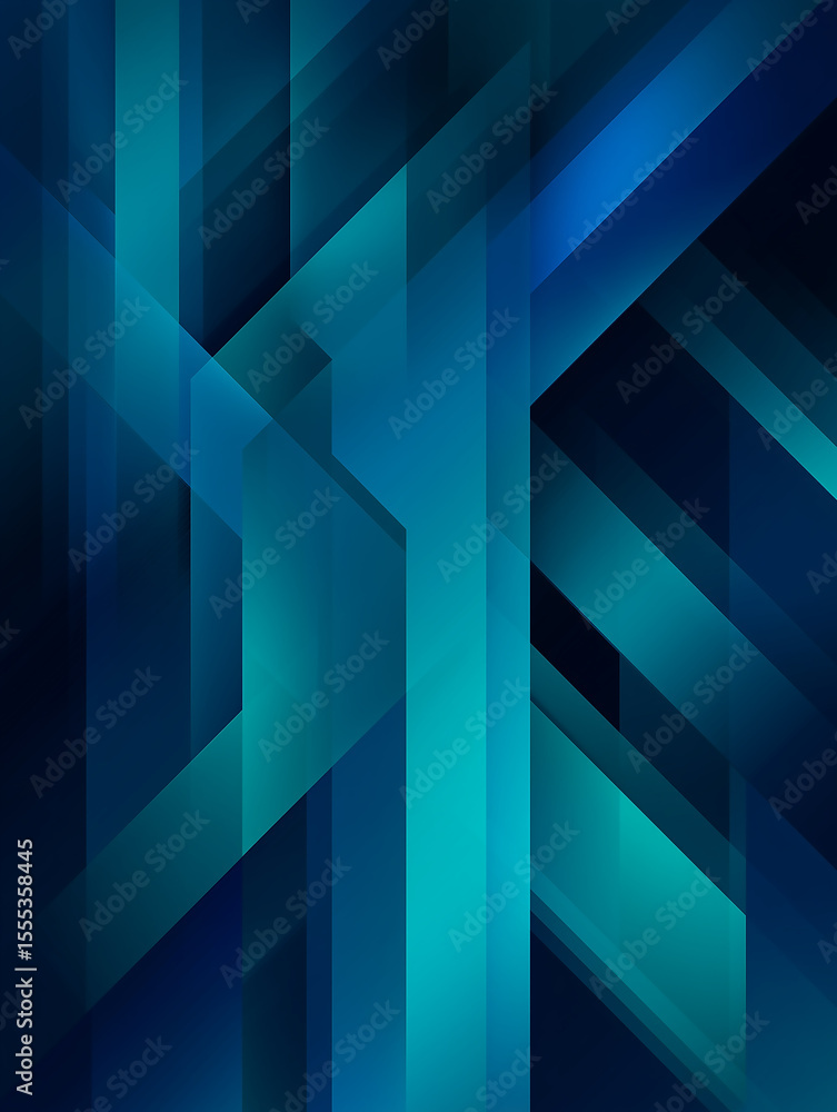 Poster abstract blue shapes creating dynamic composition