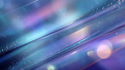 Abstract smooth lines flowing with glittering particles on blue background