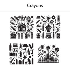 Colorful Crayons Set Isolated on White Background – Artistic Wax Crayons for Drawing, Sketching, and School Use – Rainbow Colors for Kids Art Projects, Education, and Creative Design Concepts