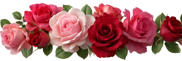 Beautiful floral roses arrangement for wedding and valentine's day art  isolated on transparent background