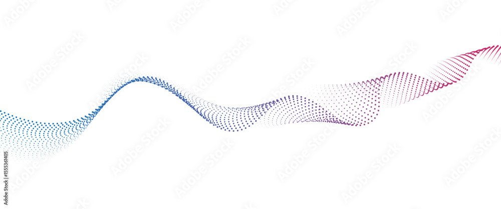 Poster abstract flowing wave made of a halftone dot pattern. dynamic data wave technology background with a